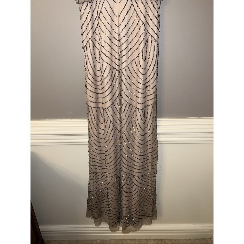 NEW Adrianna Papell Art Deco Beaded Blouson Gown Color Taupe (see Description) - Picture 5 of 9
